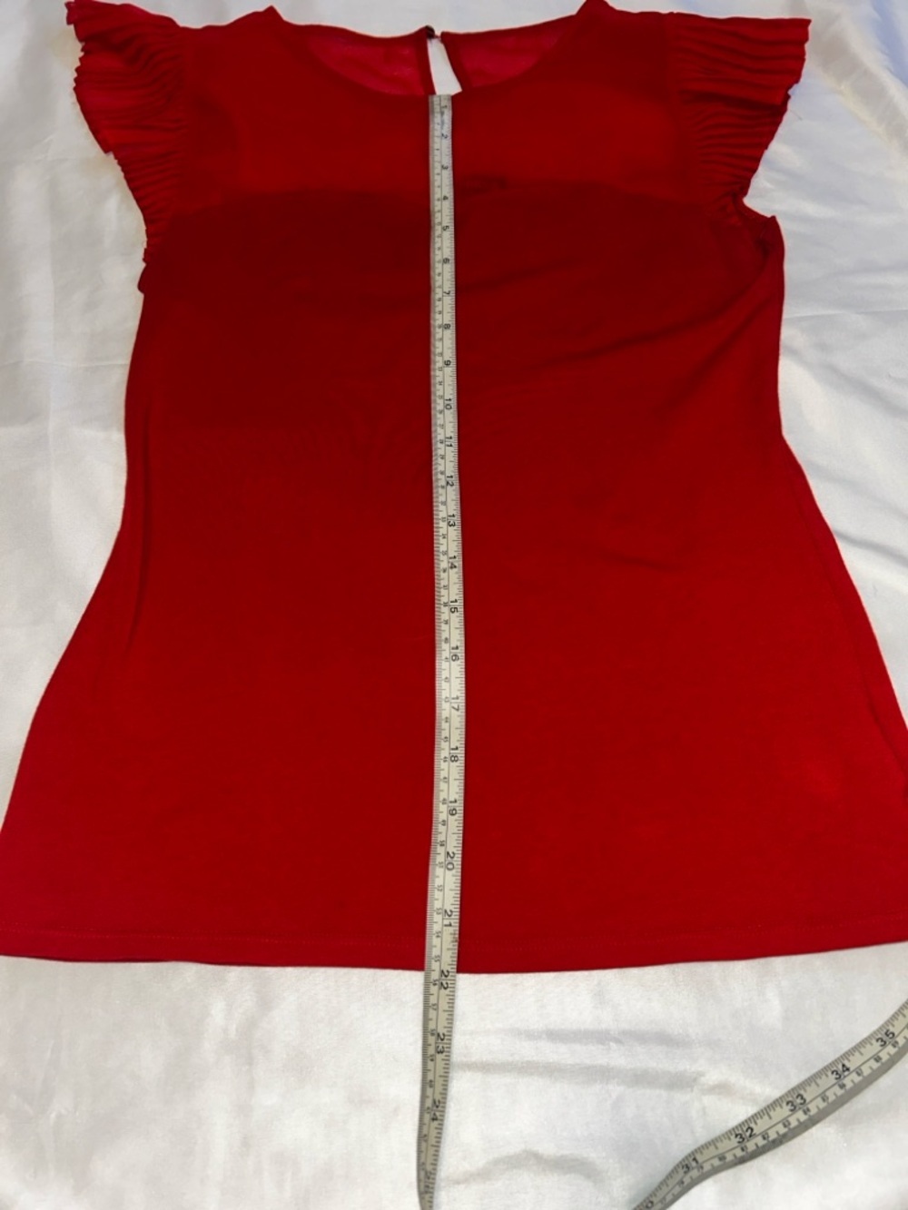 Express Red Pleated Flutter Sleeve Tank - Picture 6 of 6